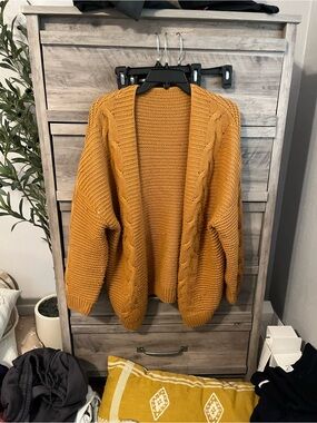 Amazon Chunky Open-Front Cardigan Sweater - Mustard Yellow